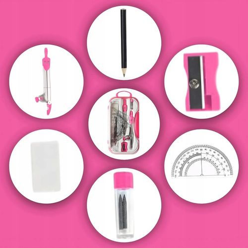 ZESTAW GEOMETRYCZNY 10 ELEMENTÓW CYRKIEL LINIJKI DO KREŚLENIA DO RYSOWANIA na Arena.pl