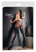 cottelli legwear rajstopy czarne z wzorem nad kolano oeko-tex 40/20