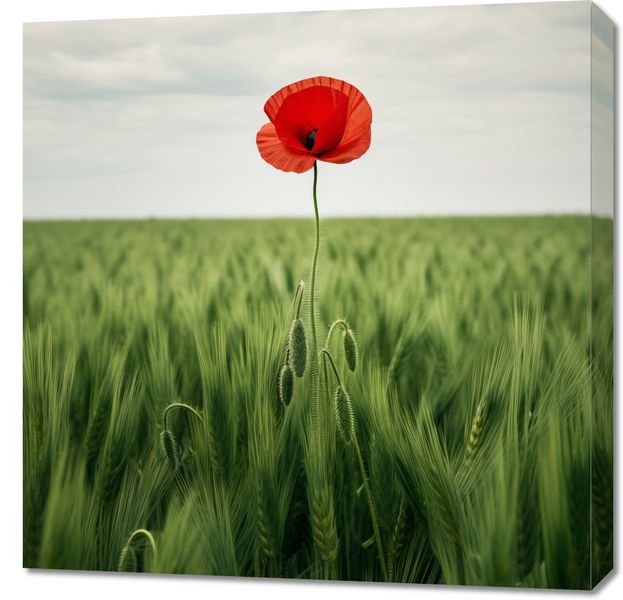 Obraz 70x70cm Samotny Mak na Polu zdjęcie 1