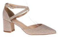 Czółenka sandały na obcasie słupku 6 cm. złote Rozmiar obuwia - 40