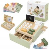 Drewniana kasa sklepowa Viga 44244 PolarB Zielona PIENIĄDZE KARTY TERMINAL