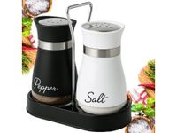 Solniczka i pieprzniczka zestaw szklany ze stojakiem na przyprawy premium