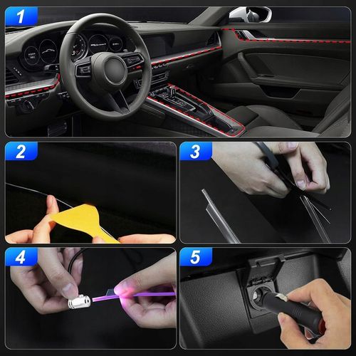 Światłowód do Samochodu Oświetlenie Ambient LED RGB 7m APKA+PILOT ZESTAW XL na Arena.pl