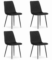 Krzesło tapicerowane czarne TURIN 4 szt. elegenckie do kuchni jadalni
