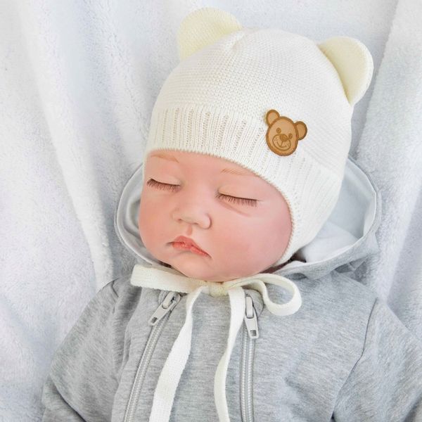 Czapka CZAPECZKA NIEMOWLĘCA dla niemowlaka Z USZAMI wiosna jesień 38-40 zdjęcie 4
