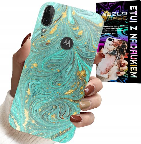 ETUI DO MOTOROLA MOTO E6 PLUS - MARMURKOWE WZORY + SZKŁO HARTOWANE na Arena.pl