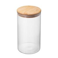 Pojemnik szklany okrągły 1000 ml pokrywa bambus szczelny szkło borokrzemowe
