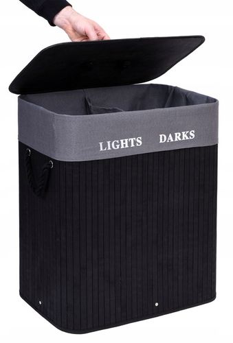 KOSZ NA PRANIE BIELIZNĘ Z BAMBUSA POJEMNIK DO SEGREGACJI KOLORÓW LOFT 100L na Arena.pl