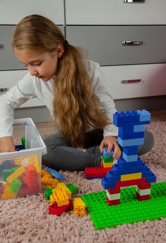 KLOCKI KONSTRUKCYJNE UNICO POJEMNIK Z PŁYTKĄ 120 ELEMENTÓW KOMPATYBILNE na Arena.pl