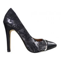 Czarne szpilki damskie eko skóra jak węża 39