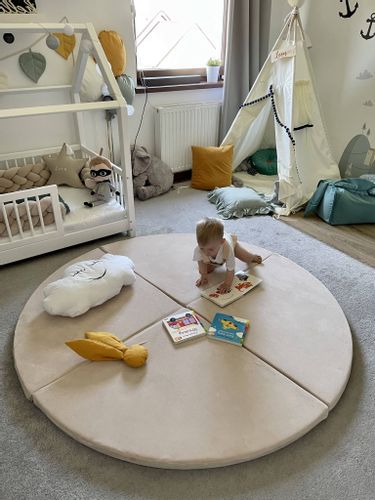 Mata do zabawy 160cm dla Dziecka okrągła składana, Niebieski na Arena.pl