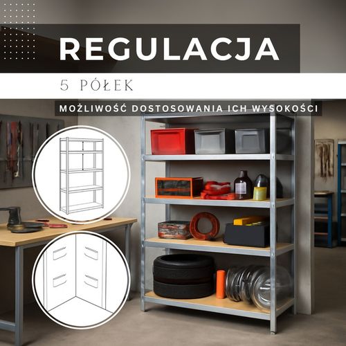 Regał metalowy z 5 półkami 180x90x40cm 875kg do garażu, piwnicy na Arena.pl