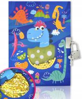 PAMIĘTNIK DZIENNIK DLA DZIECI Z ZAMKIEM DINOZAUR W LINIE 18 x 13 cm CEKINY
