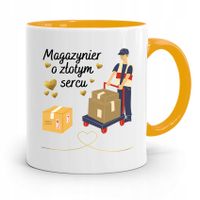 Kubek Żółty Dla Magazyniera O Złotym Sercu Z Nadrukiem Ze Zdjęciem