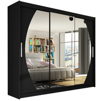 Szafa przesuwna Aston V z lustrem 250cm - pojemna garderoba - CZARNY