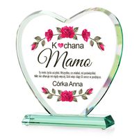 PREZENT dla MAMY STATUETKA serce szklane NADRUK dzień mamy