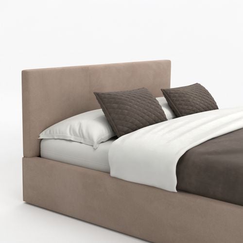 ŁÓŻKO TAPICEROWANE DO SYPIALNI 140x200 ŁÓŻKO PODWÓJNE Z POJEMNIKIEM BEŻOWE na Arena.pl