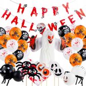 HALLOWEEN ZESTAW OZDOBNY GIRLANDA BALONY OBRUS DUCH PAJĄKI DEKORACJE MUFFIN