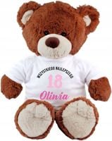 PLUSZOWY MIŚ brązowy z koszulką personalizacja PREZENT na 18 urodziny HAFT