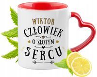 Dla Wiktora Kubek Czerwony Z Uszkiem W Kształcie Serca Na Prezent