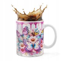 KUBEK CERAMICZNY 330ML DRUK - MOTYL MOTYLE ROBAK SKRZYDŁA WIOSNA KWIATY