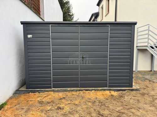 Schowek domek ogrodowy 4x2,5m Brama dwuskrzydłowa dach spad w tył TS970 na Arena.pl