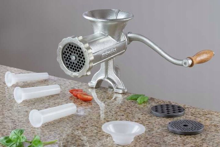 RĘCZNA MASZYNKA do MIELENIA Mięsa Żeliwna nr. 10 Nadziewarka 3 Sita Lejki zdjęcie 15