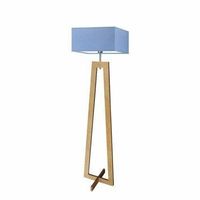Lampa podłogowa JAWA abażur niebieski stelaż dębowy
