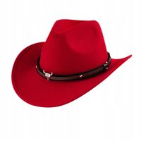 KAPELUSZ KOWBOJSKI COUNTRY WESTERN DLA DOROSŁYCH Uniseks 56-58CM czerwony