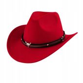 KAPELUSZ KOWBOJSKI COUNTRY WESTERN DLA DOROSŁYCH Uniseks 56-58CM czerwony
