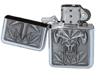 Elegancka Zapalniczka Benzynowa Gentelo z Motywem Liścia i Czaszki