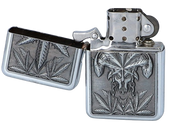 Elegancka Zapalniczka Benzynowa Gentelo z Motywem Liścia i Czaszki