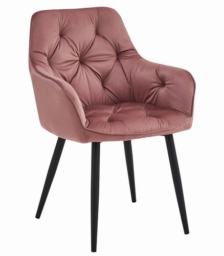 Krzesło JORK - róż aksamit / nogi czarne x 2 na Arena.pl