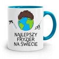 Kubek Błękitny Fryzjera Najlepszy Fryzjer Świata Z Nadrukiem Ze Zdjęciem