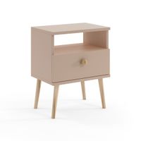 Stolik nocny BOHO z szufladą na wysokich drewnianych nogach - Macchiato