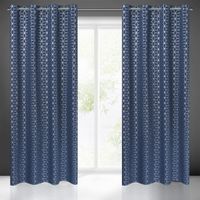 Zasłona gotowa na przelotkach CUBE 140x250 granatowy/srebrny