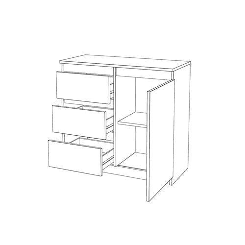 Komoda Wąska 80cm Do Salonu Sypialni 3 Szuflady Nowoczesna Biała Szara Mat na Arena.pl