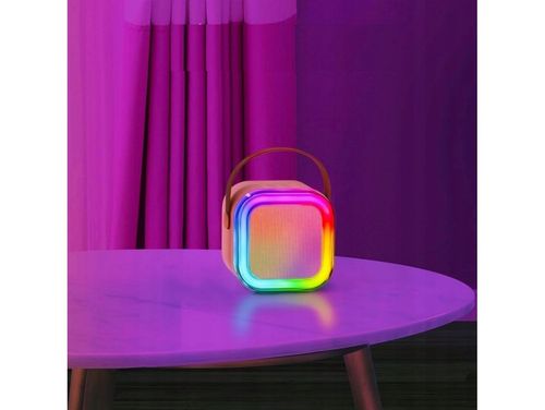 Mikrofon głośnik bezprzewodowy zestaw karaoke bluetooth 2 mikrofony beżowy na Arena.pl