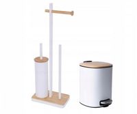 Kosz na śmieci bambus DO ŁAZIENKI + stojak uchwyt na papier toaletowy