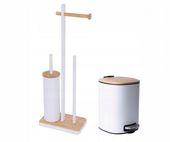 Kosz na śmieci bambus DO ŁAZIENKI + stojak uchwyt na papier toaletowy