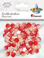 koraliki plastikowe biało-czerwone 10 mm 50 sztuk titanum