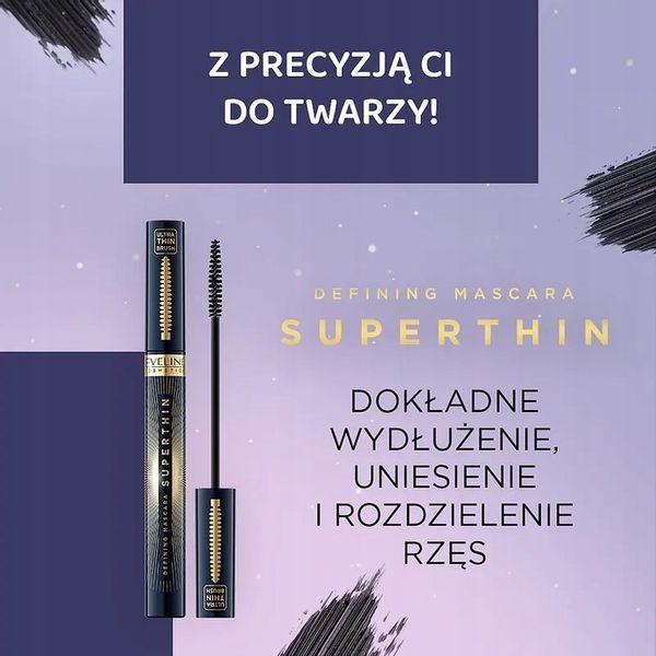 Eveline Tusz Do Rzęs Defining Superthin Z Precyzyjną Szczoteczką zdjęcie 5