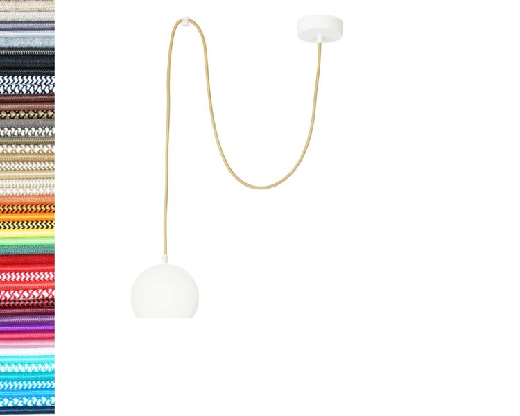 LAMPA wisząca KULA BIAŁA z miedzią pojedyncza 2m zdjęcie 4