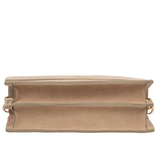 VERA PELLE torebka zamszowa listonoszka z klapą i paskiem V684 j.szara na Arena.pl