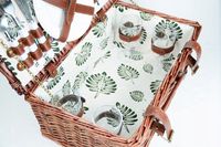 Kosz piknikowy wiklinowy zestaw na plaże dla 4 osób talerzami kieliszkami