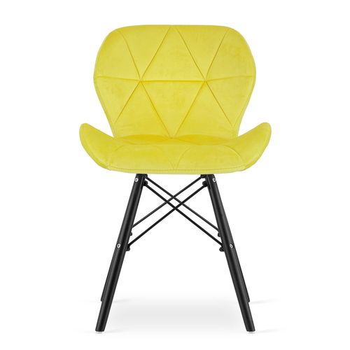 Krzesło LAGO Aksamit - żółte / nogi czarne x 2 na Arena.pl