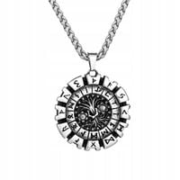 Okrągła Zawieszka Wikingów Runy Nordyckie Stal Chirurgiczna