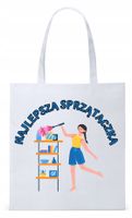Torba Biała Eco Shopper Dla Sprzątaczki Prezent Z Nadrukiem Ze Zdjęciem