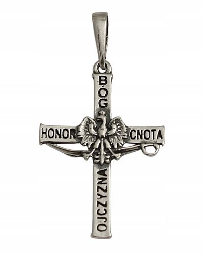 Krzyżyk Srebrny Męski Oksydowany z Orłem pr 925 Grawer Gratis na Arena.pl