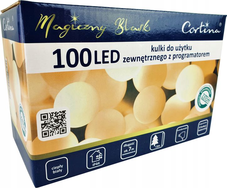 LAMPKI CHOINKOWE KULKI 100 LED 8 FUNKCJI WEW/ZEW zdjęcie 1
